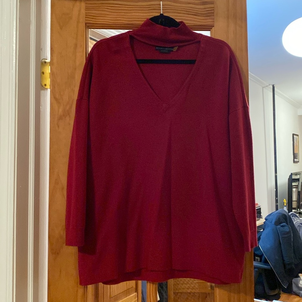 Alice + olivia red V-neck sweater